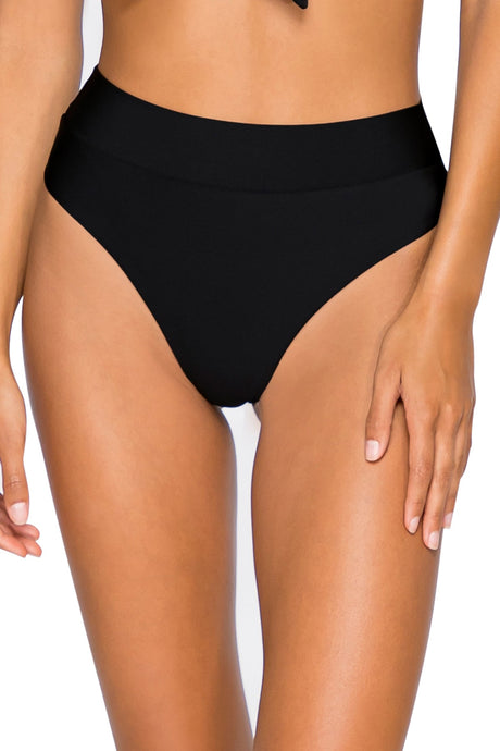 Front view of B Swim Black Out Cove Hi-Waist