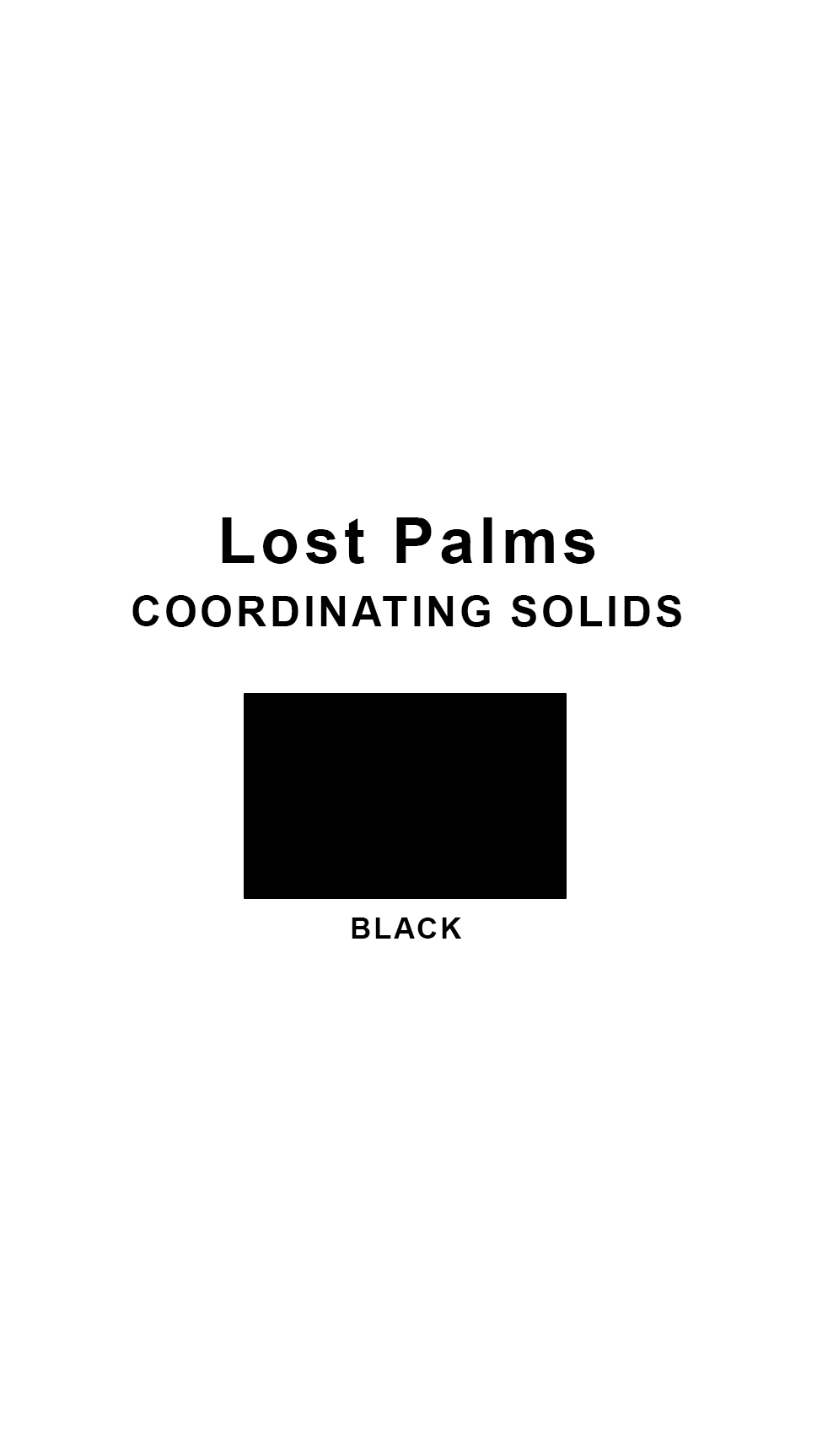 Coordinating solids chart for Sunsets Lost Palms swimsuit print: Black