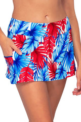 Front view of the Sunsets American Dream Sporty Swim Skirt showing functional pocket