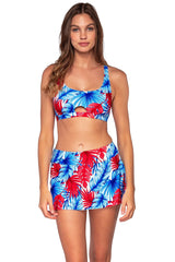 Front view of the Sunsets American Dream Brandi Bralette bikini top with the American Dream Sporty Swim Skirt