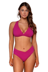 Front view of Swim Systems Magenta Delfina V Front Bottom