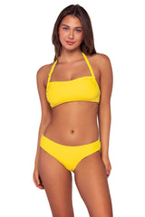 Front view of Swim Systems Daffodil Hanalei Halter Top