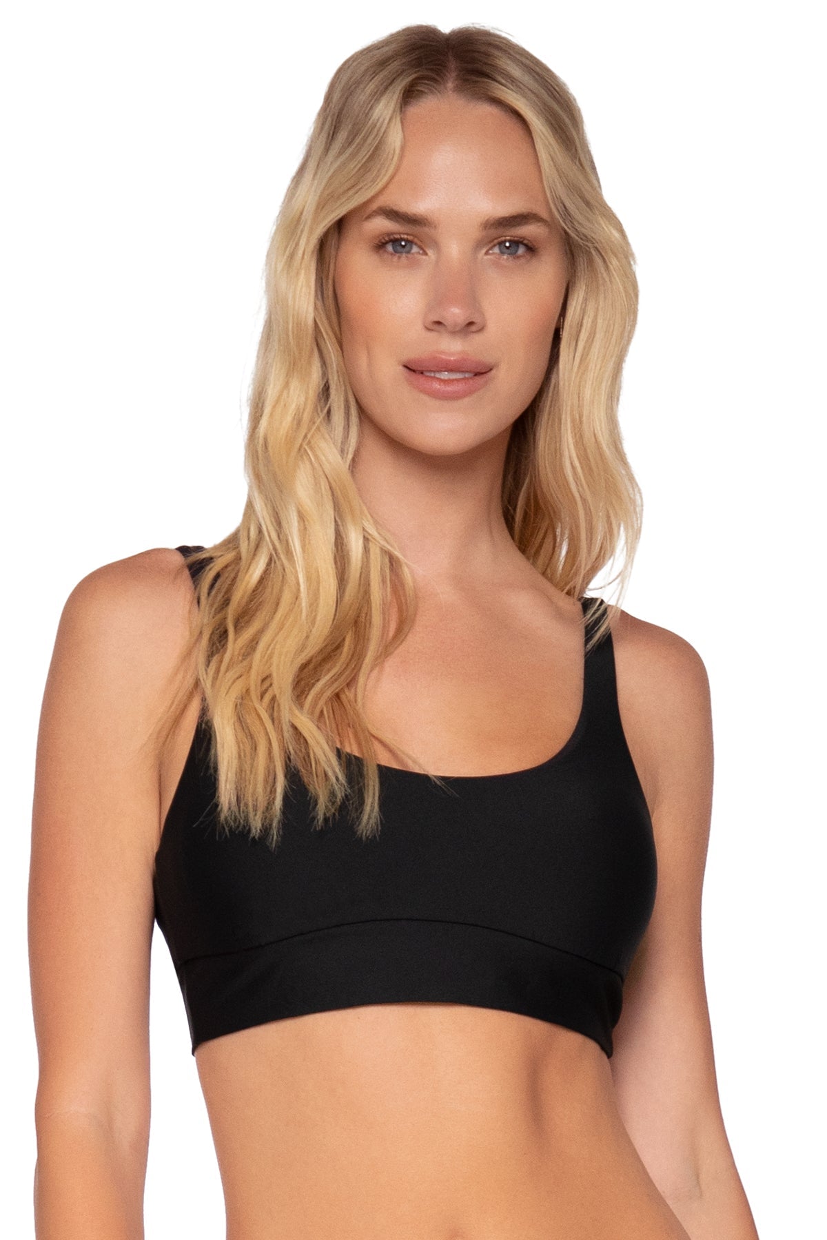 Front view of Swim Systems Black Teagan Tank Top