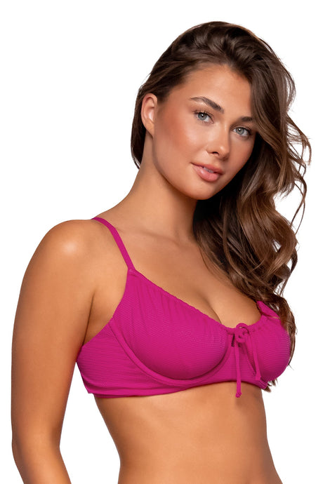 Side view of Swim Systems Magenta Avila Underwire Top