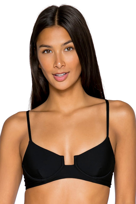 Front view of B Swim Black Out Aruba Top