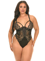 Curvy Dakota Cage Lace Teddy