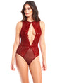 Glitter SOLD OUT S / Red Janice Sheer Lace Teddy Lingerie