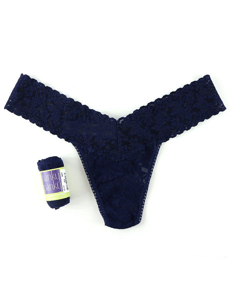 Hanky Panky Thong Navy / One Size Rolled Signature Lace Original Rise Thong