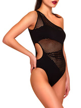 Hauty Teddy Black / O/S One Shoulder Asym Seamless Teddy