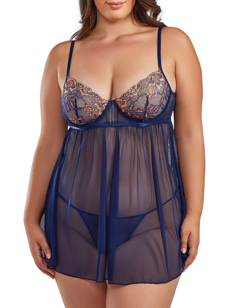 iCollection Babydoll Jennie Plus Size Babydoll