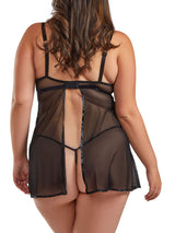 iCollection Babydoll Lingerie Plus Size Plus Size Mesh Babydoll G String Set