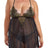 iCollection Babydoll Lingerie Plus Size Plus Size Plunging Lace Mesh Babydoll Lingerie Set