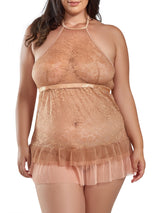 iCollection Babydoll Women's Amber Halter Plus Size Babydoll Lingerie