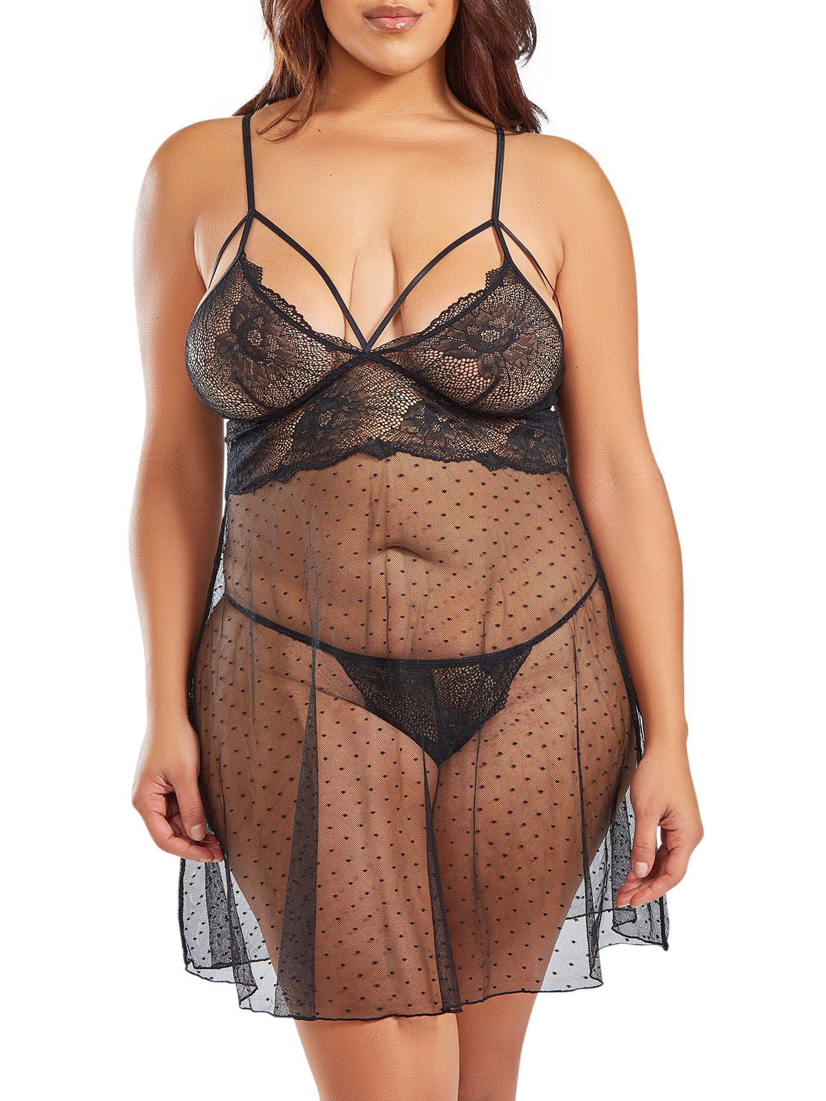 iCollection Babydoll Women's Everly Plus Size Babydoll Lingerie
