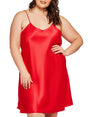 iCollection Chemise Women's Marina Lux Sleeveless Satin Plus Size Chemise Lingerie Robe Sleepwear