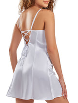 iCollection Chemise Women's Ultra Soft Halter Satin Gracie Chemise Lingerie with Crisscross Straps