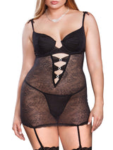 iCollection Garter Chemise Women's Colette Plus Size Garter Chemise Lingerie