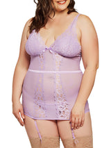 iCollection Garter Chemise Women's Jelena Garter Plus Size Chemise Lingerie