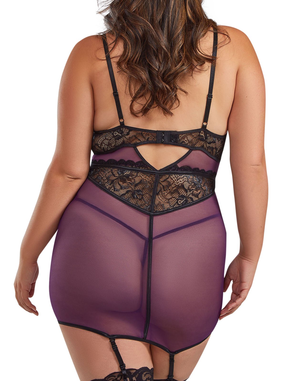 iCollection Garter Chemise Women's Parisa Garter Plus Size Chemise Lingerie