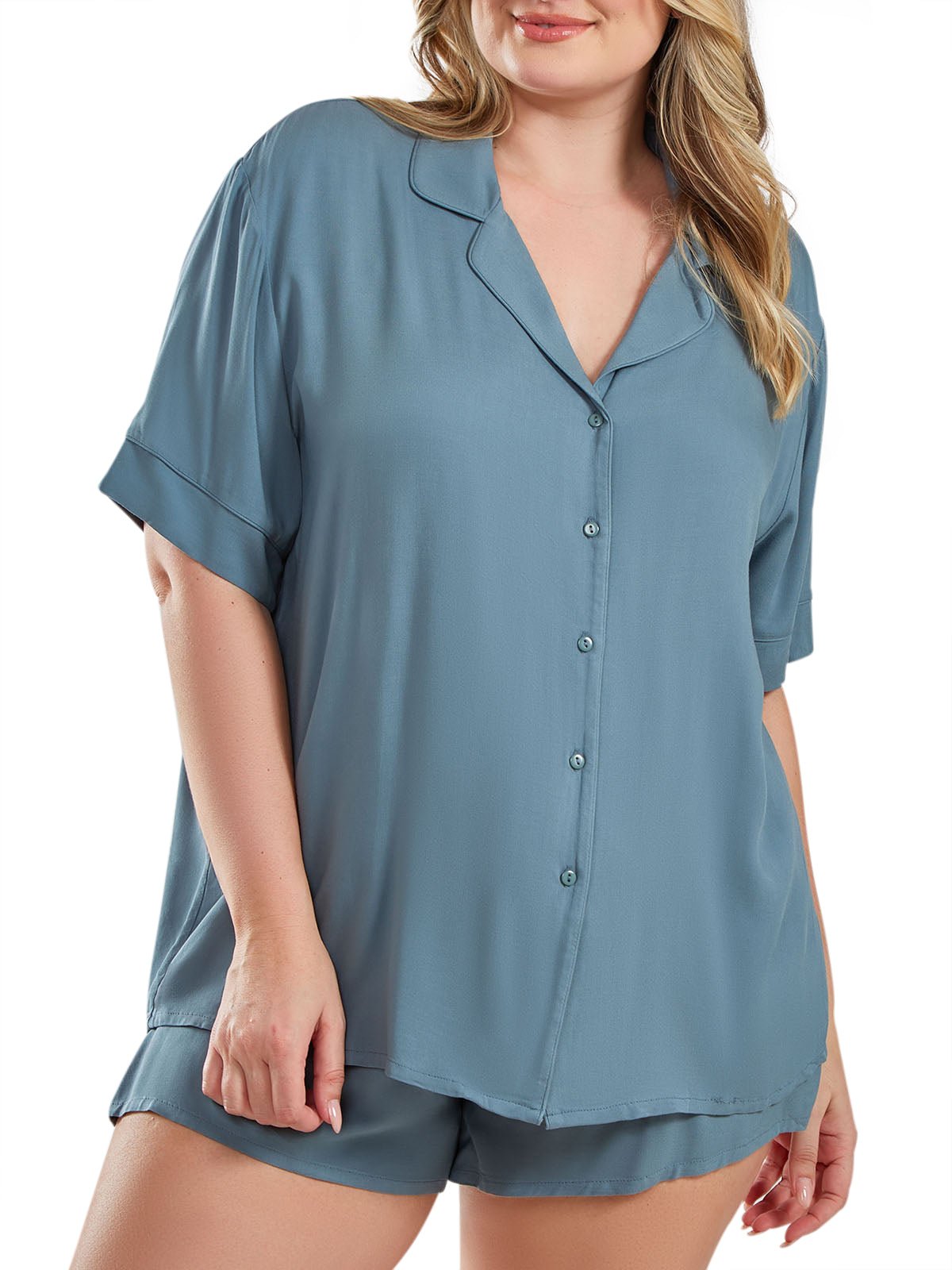 iCollection Pajama Sets Esme Plus Size Collared PJ Set