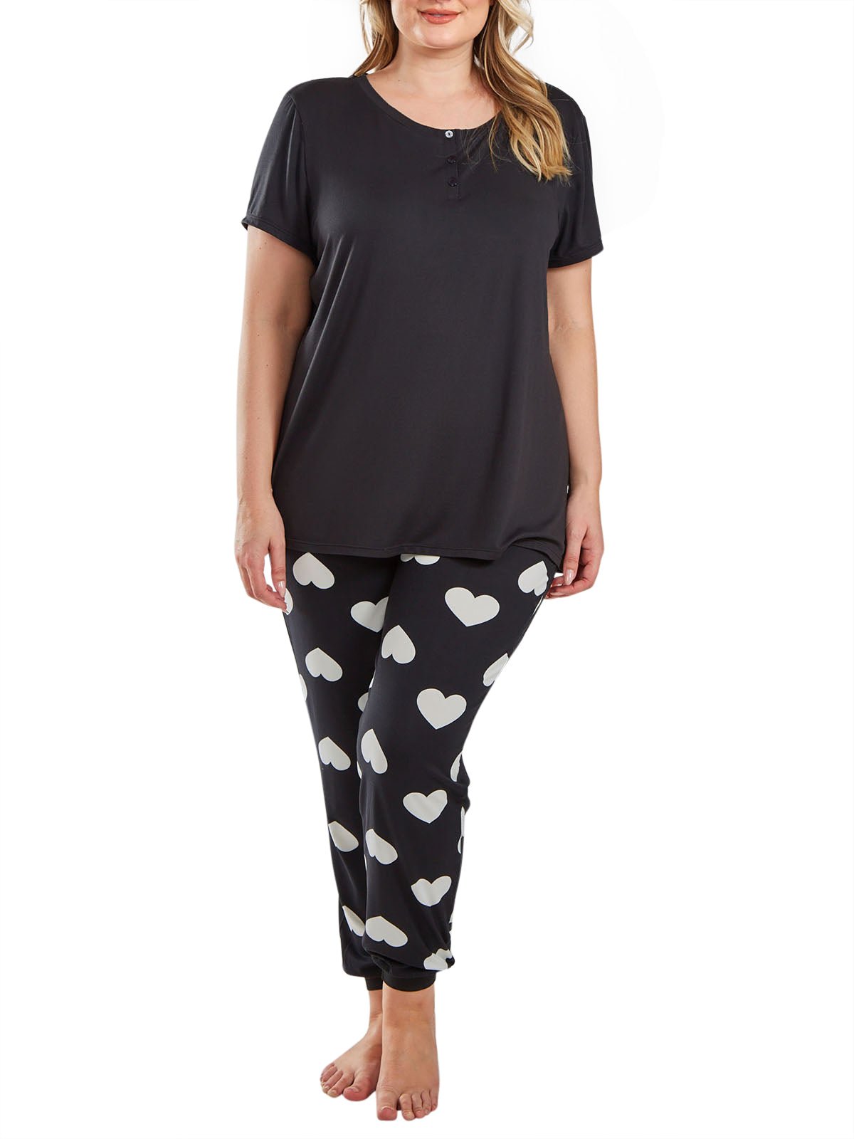 iCollection Pj Set Women's Delara Plus Size PJ Set Loungewear