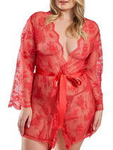 iCollection Plus Size Sleepwear Women's Plus Size Sheer Lace  Robe