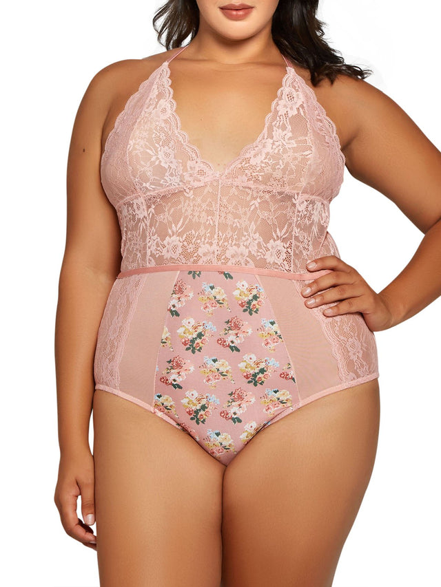 iCollection Plus Size Teddy Lingerie Peony Plus Size Teddy