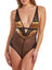 Gold-black sheer mesh teddy lingerie