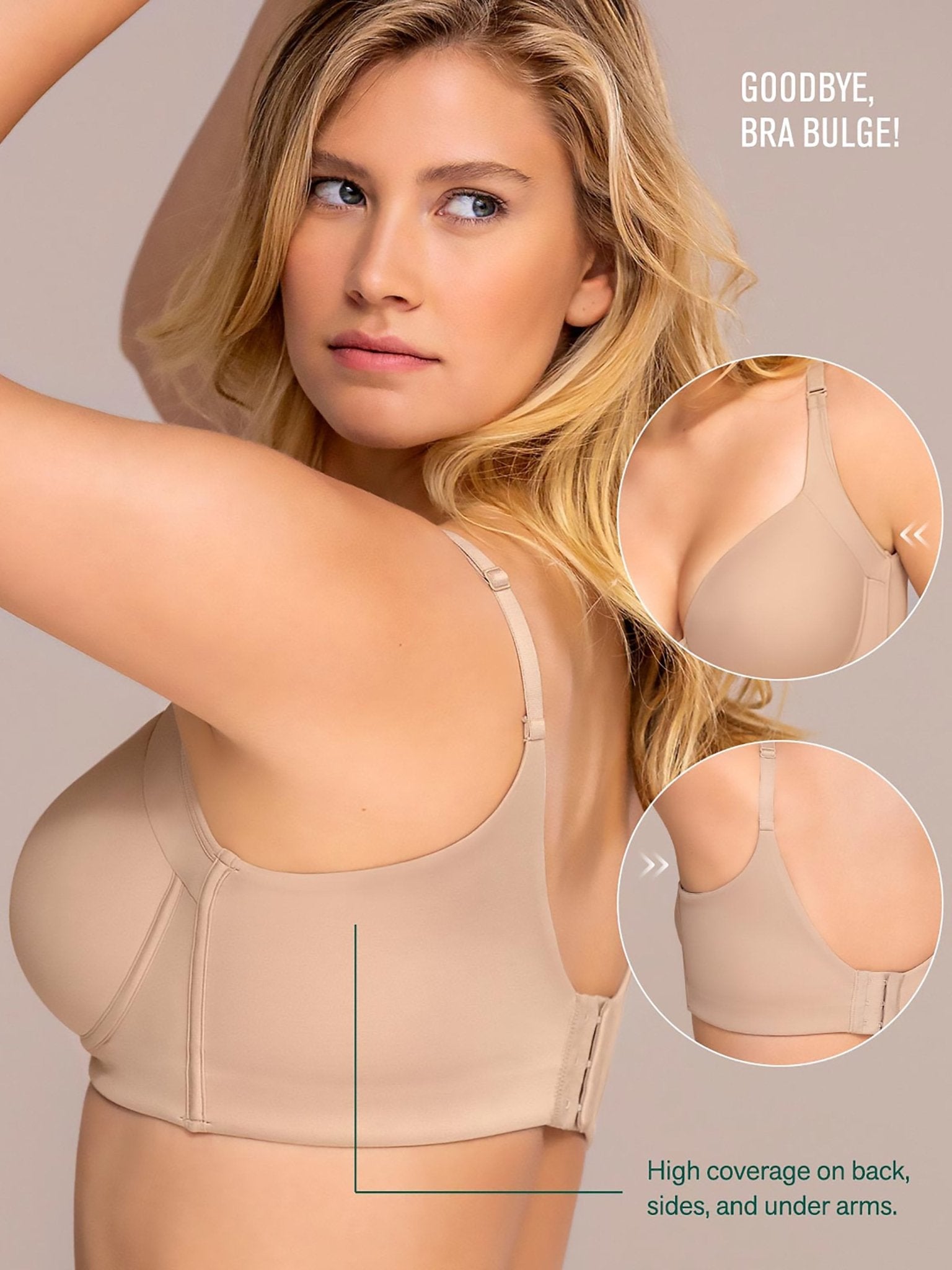 Bra with high fashion underarm coverage