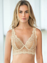 Leonisa Bras Ivory / S Sheer Lace Bustier Bralette with Underwire