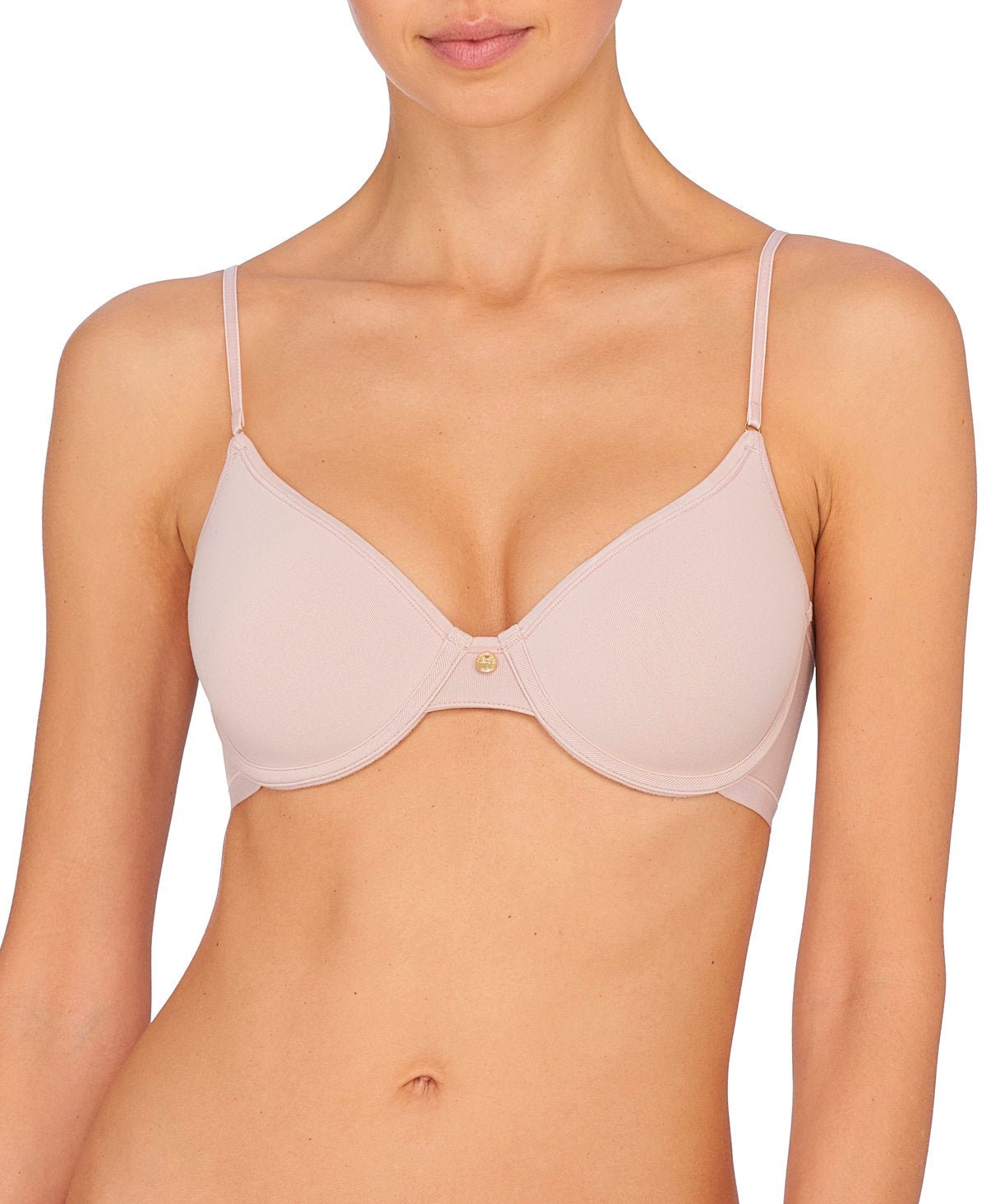 Rose beige Natori Understated contour underwire t-shirt bra 132025, front view
