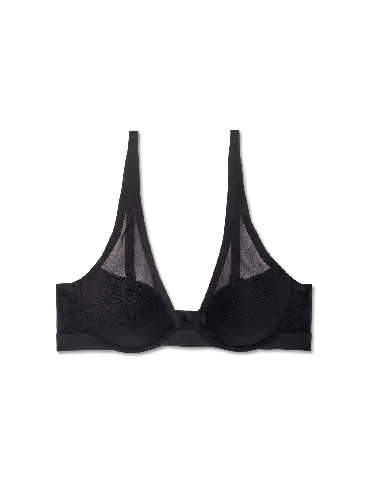Black Natori True Zen sheer mesh plunge t-shirt bra 721343, view 11