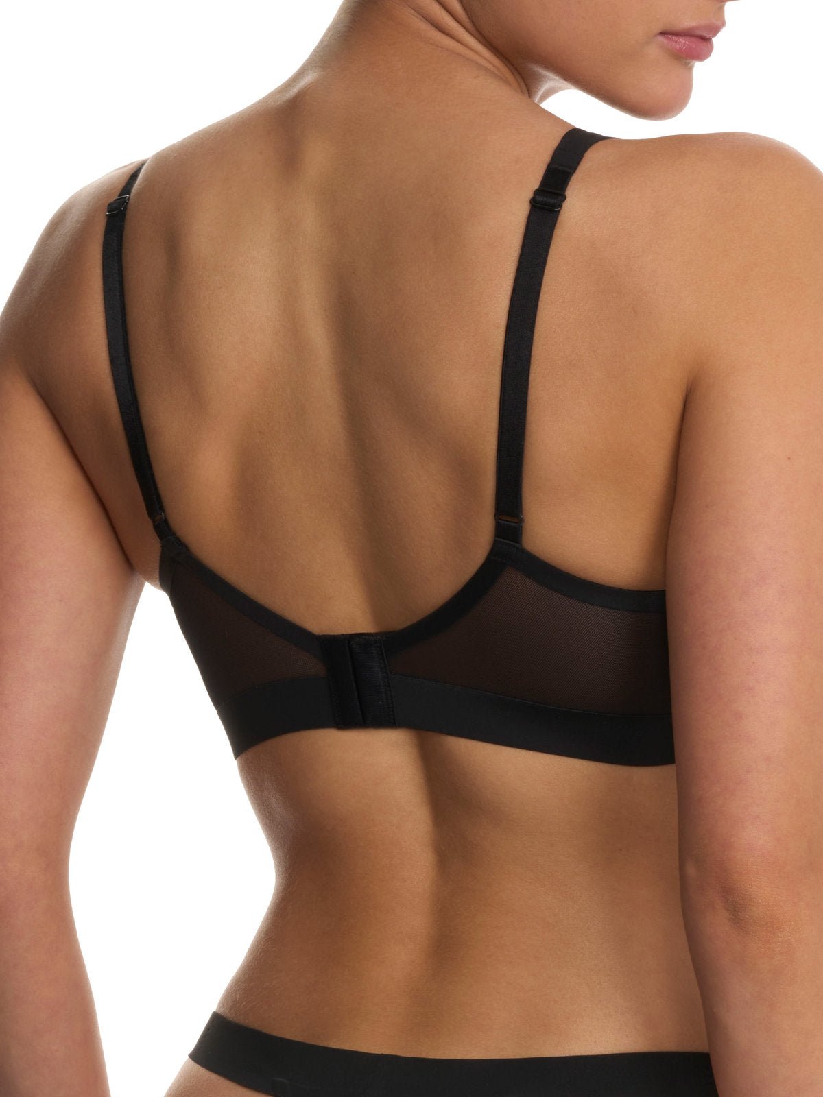 Black Natori True Zen sheer mesh plunge t-shirt bra 721343, view 5