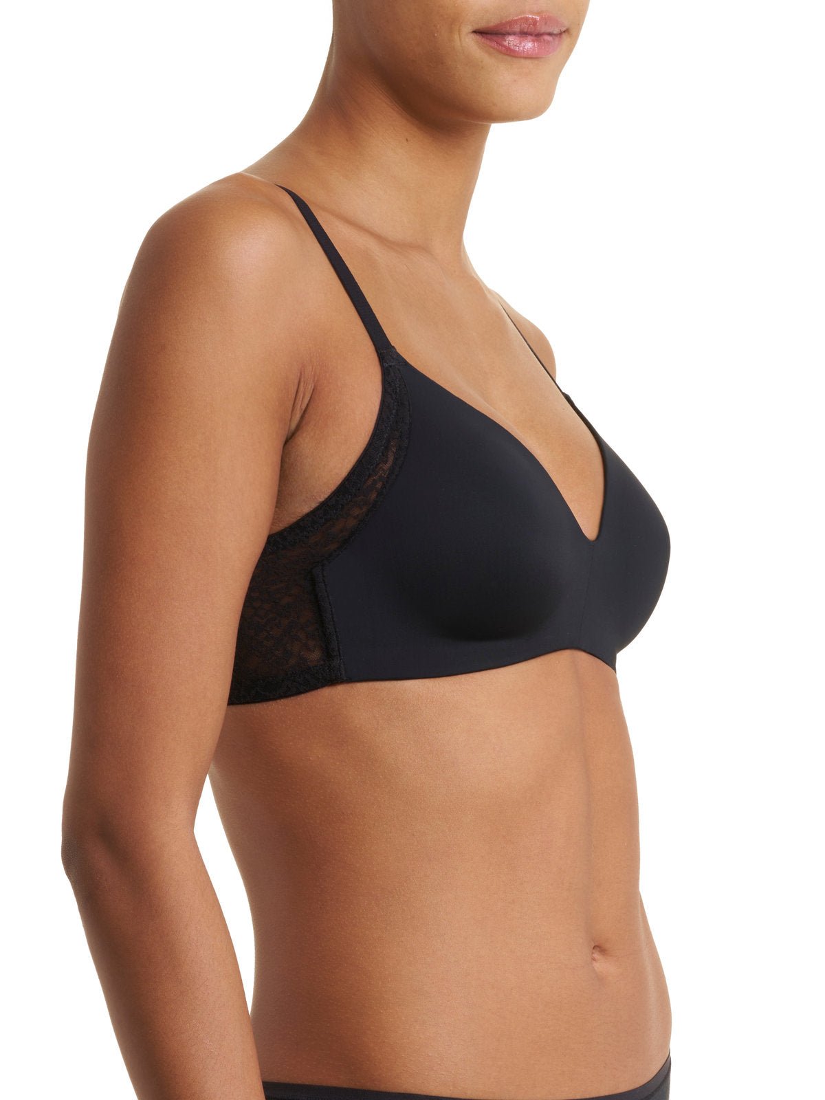 Black Natori Pretty Smooth smoothing wireless t-shirt bra 733318, view 3