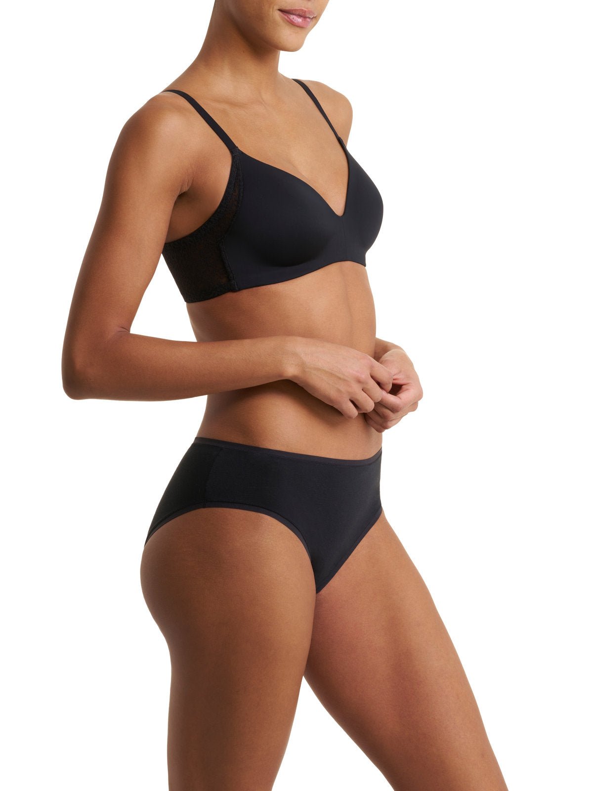Black Natori Pretty Smooth smoothing wireless t-shirt bra 733318, view 6