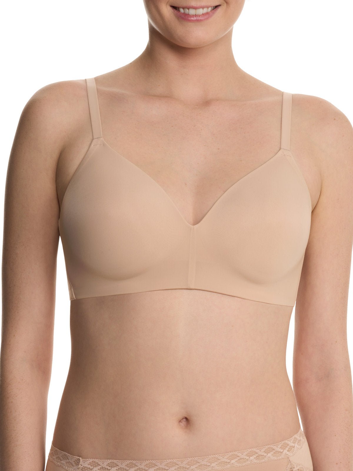 Light mocha Natori Cloud Comfort convertible back smoothing wireless bra 733338, view 5
