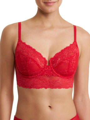 Holiday red Natori Heavenly full coverage longline lace underwire bra 734314, front view