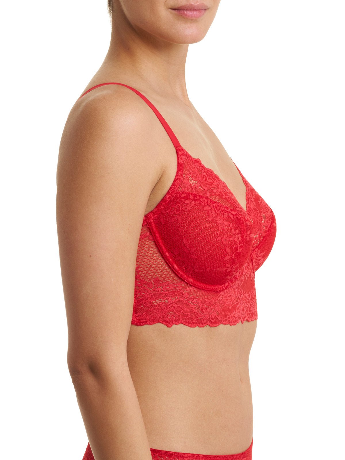 Holiday red Natori Heavenly full coverage longline lace underwire bra 734314, view 2