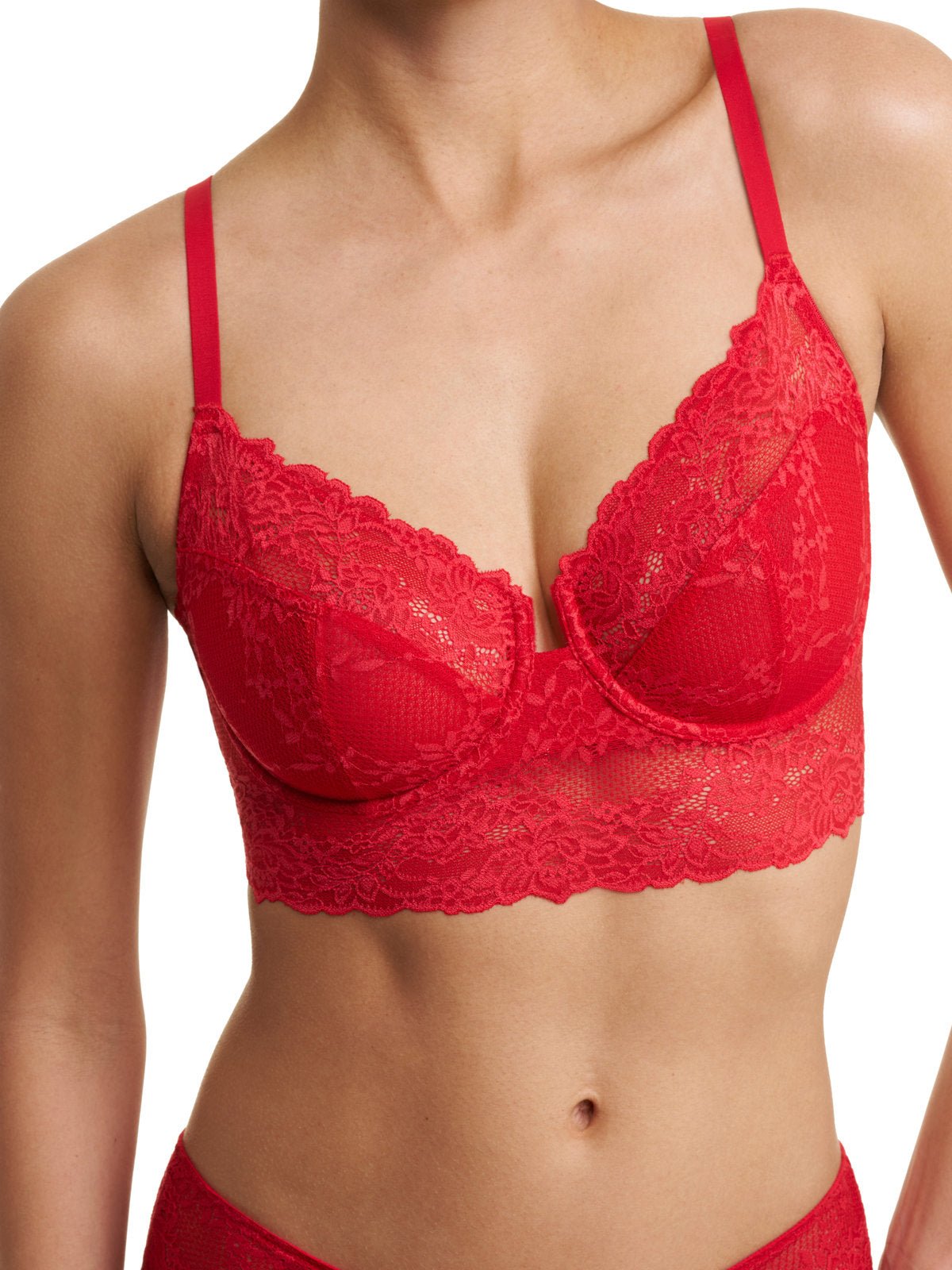 Holiday red Natori Heavenly full coverage longline lace underwire bra 734314, view 5