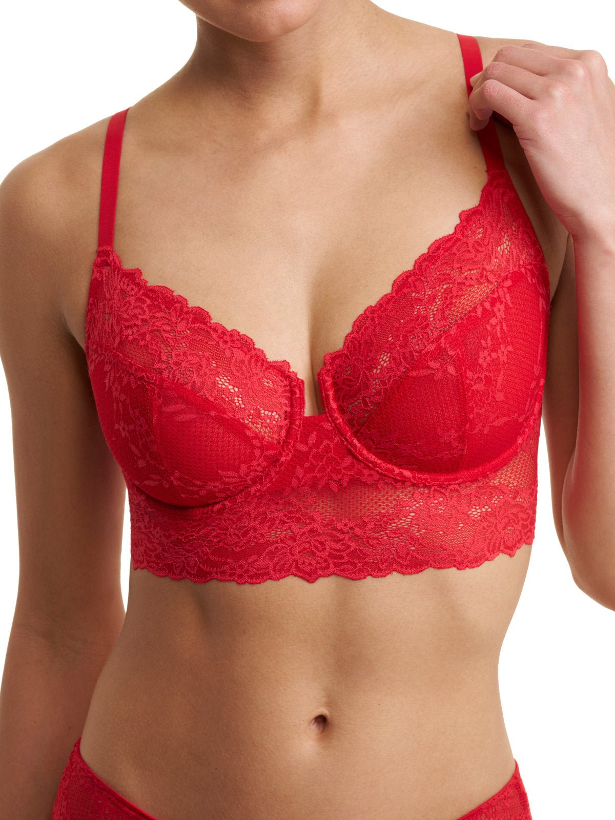 Holiday red Natori Heavenly full coverage longline lace underwire bra 734314, view 6