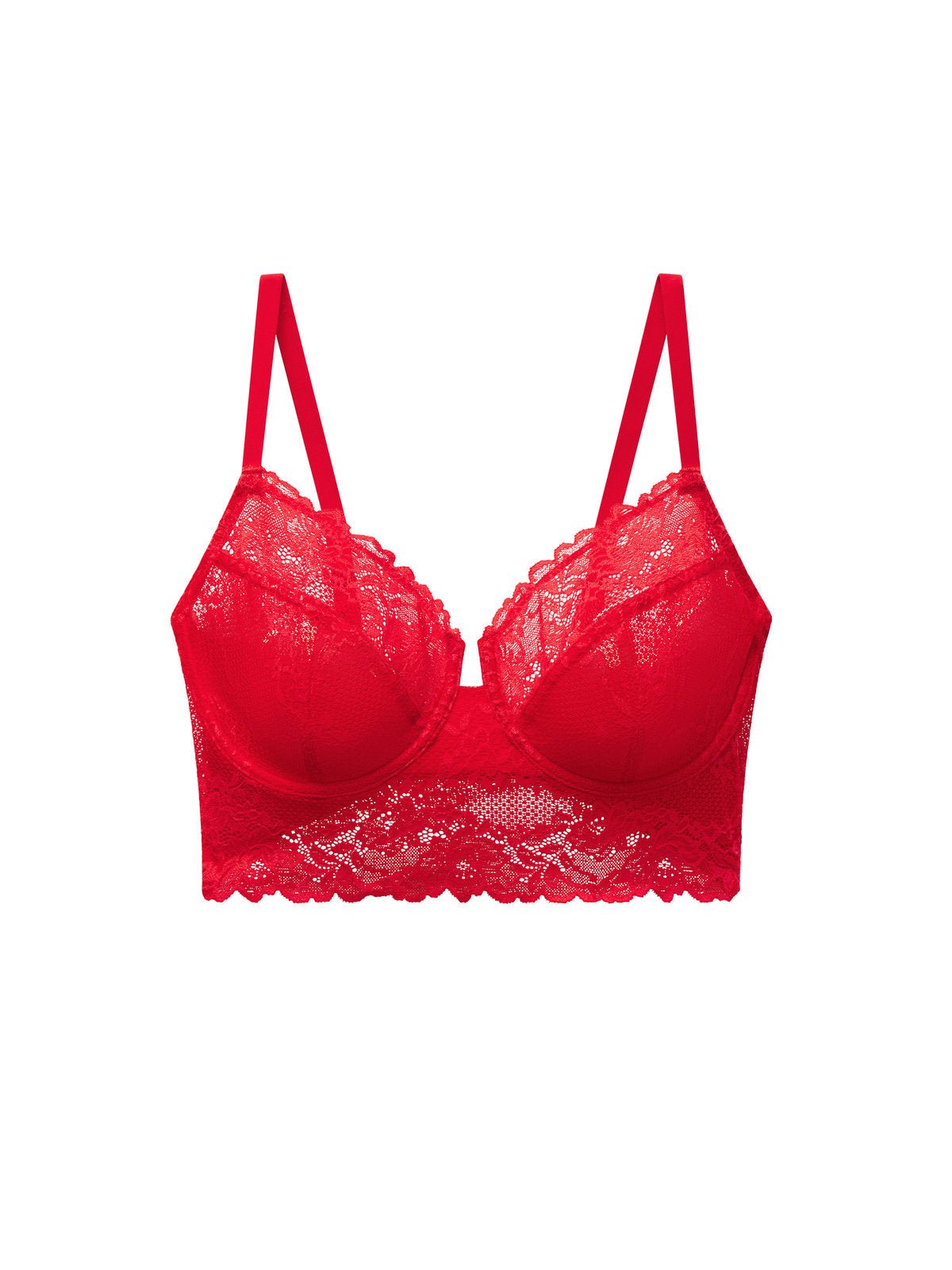 Holiday red Natori Heavenly full coverage longline lace underwire bra 734314, view 7