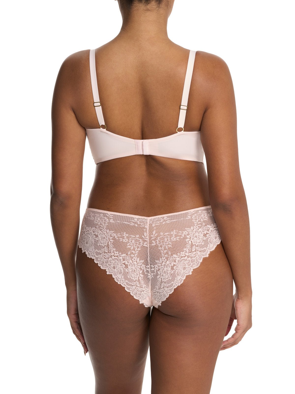Whisper pink Natori Heavenly full coverage longline lace underwire bra 734314, view 5