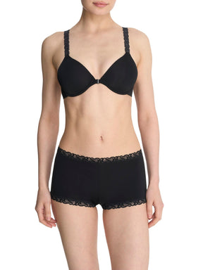 Black Natori Pure Luxe convertible front-close contour underwire bra 738080, front view