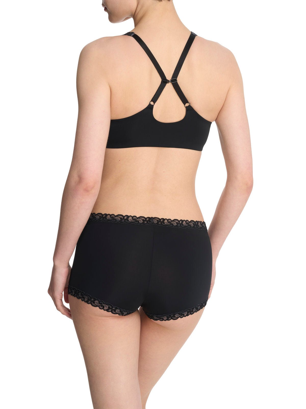 Black Natori Pure Luxe convertible front-close contour underwire bra 738080, view 4