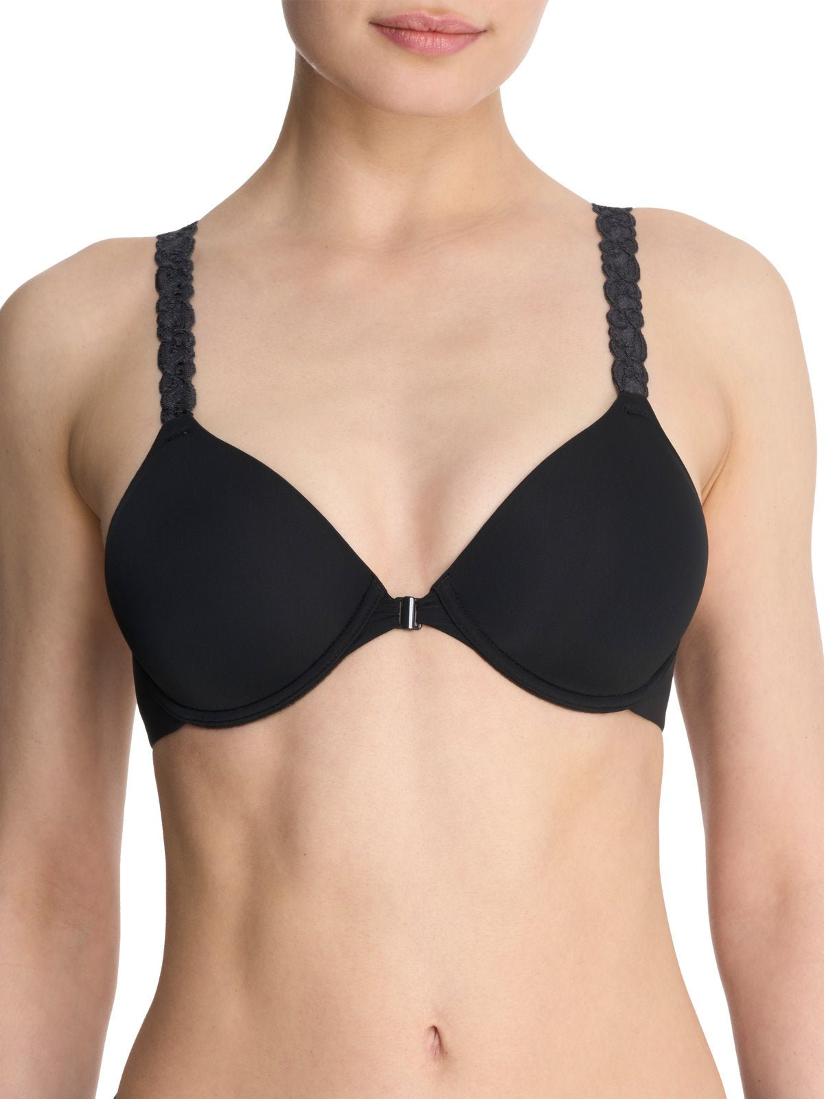 Black Natori Pure Luxe convertible front-close contour underwire bra 738080, view 5
