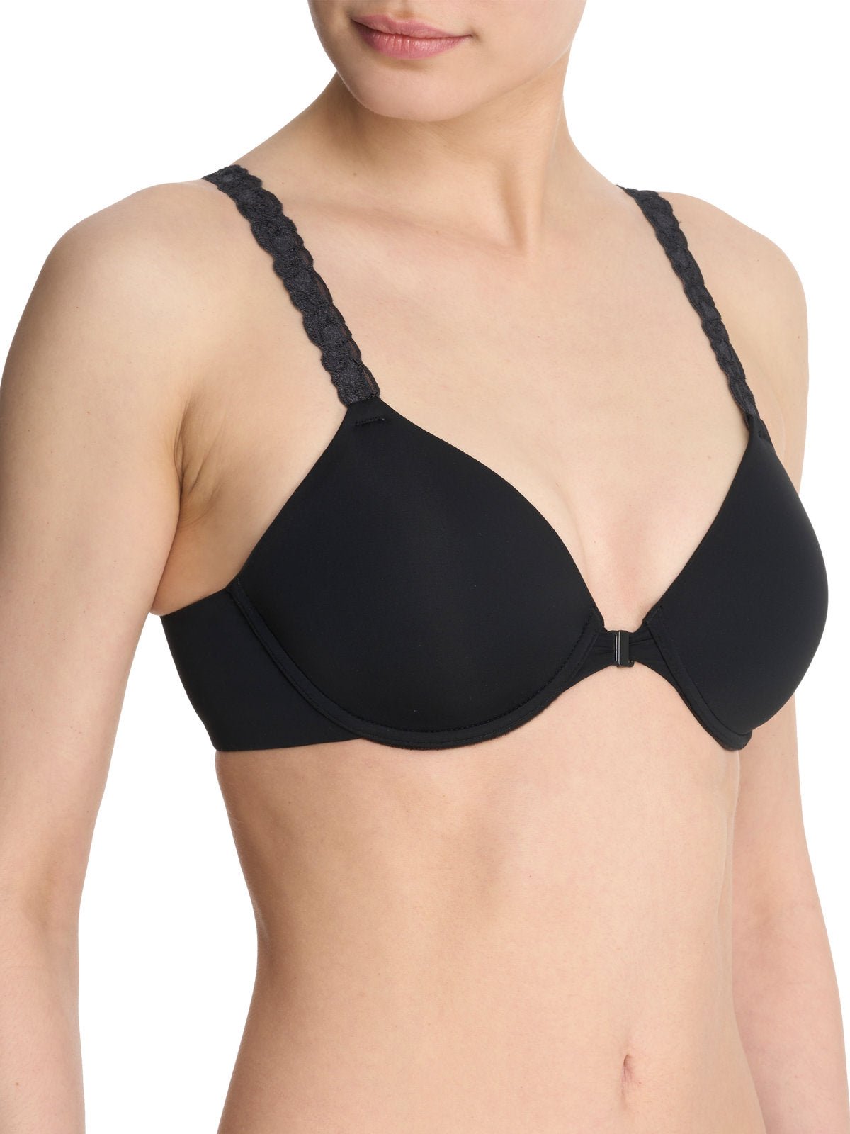 Black Natori Pure Luxe convertible front-close contour underwire bra 738080, view 6