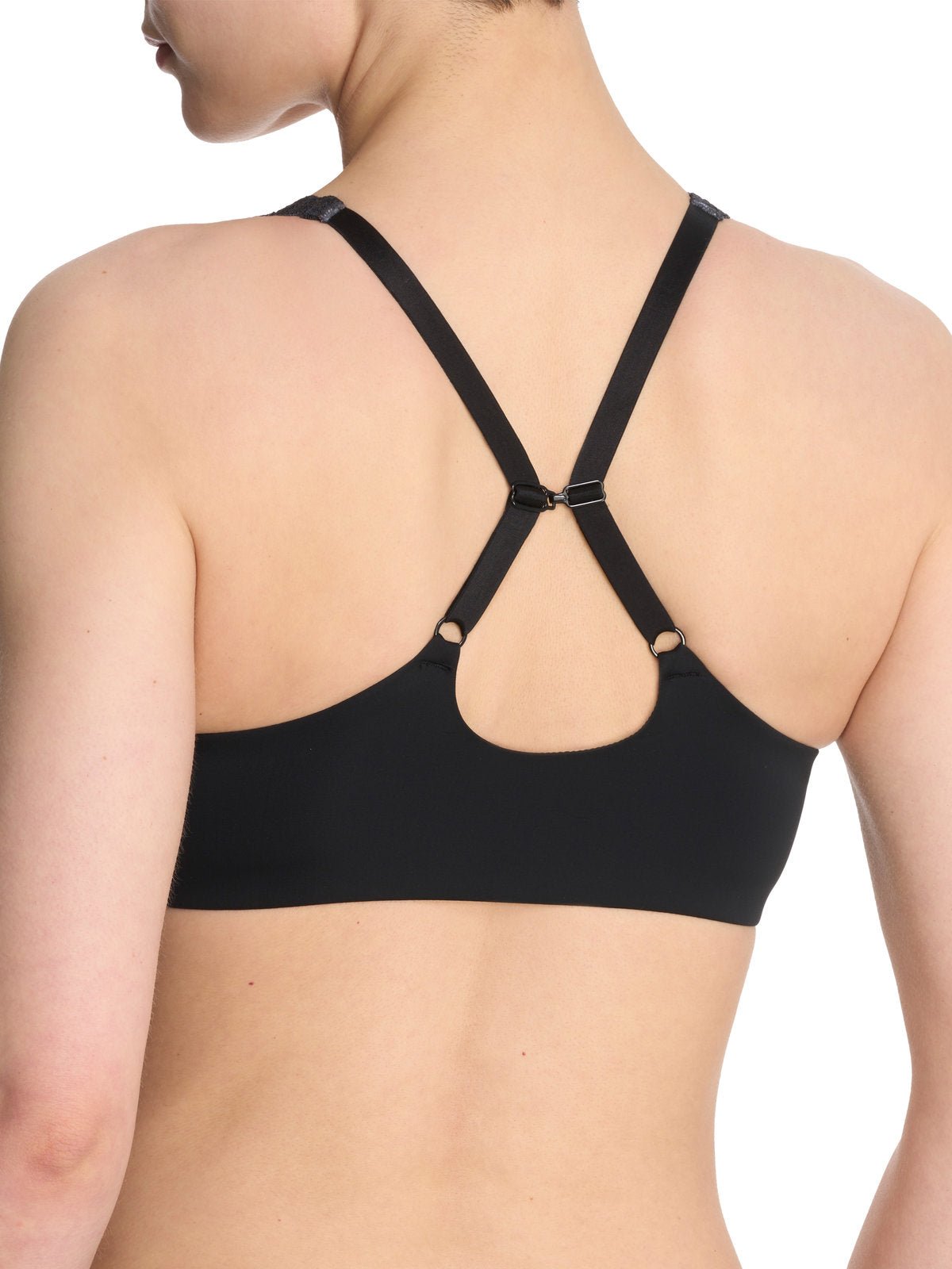 Black Natori Pure Luxe convertible front-close contour underwire bra 738080, view 8
