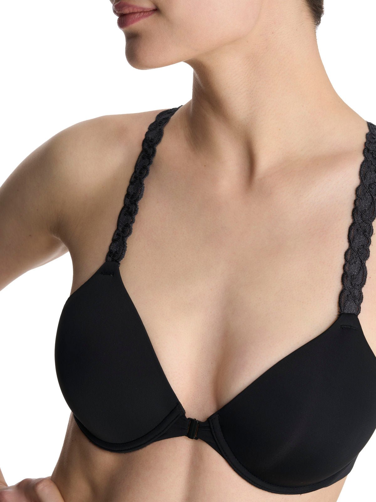 Black Natori Pure Luxe convertible front-close contour underwire bra 738080, view 9
