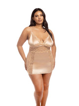 Oh La La Cheri Babydoll Curvy Laura Satin Babydoll Dress