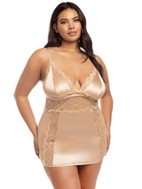 Oh La La Cheri Babydoll Curvy Laura Satin Babydoll Dress